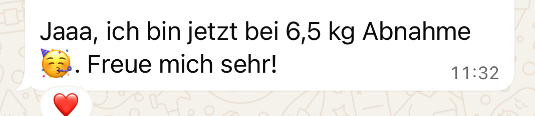 WhatsApp-Nachricht: 6,5&nbsp;kg Gewichtsverlust